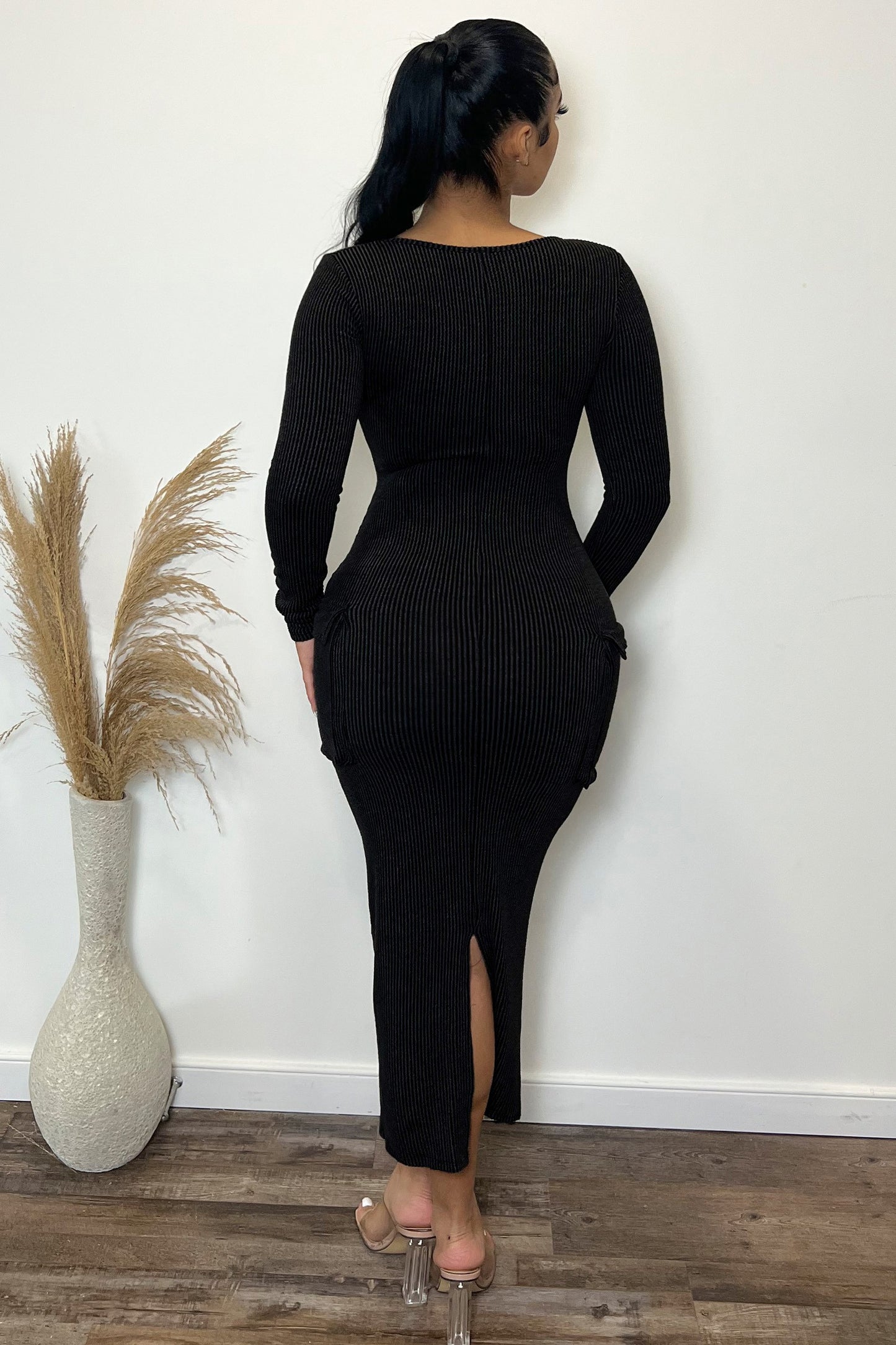 ‘GIRL TALK’ mineral washed ribbed dress (2 colors)