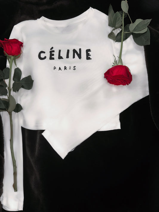 ‘CELINE’ long sleeve crop top