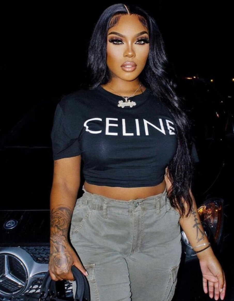 ‘CELINE’ short sleeve crop top