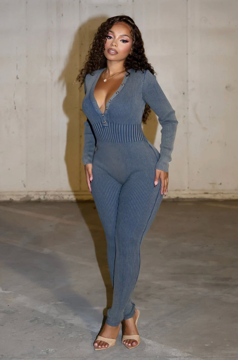 ‘STUCK IN MY WAYS’ ribbed jumpsuit