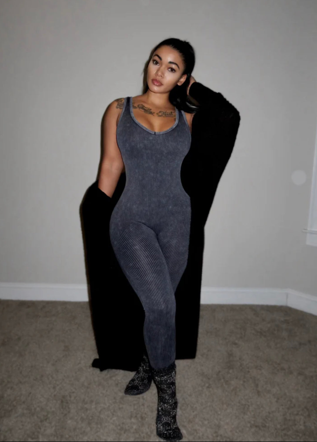 ‘CANT RESIST’ acid wash ribbed jumpsuit (3 colors)