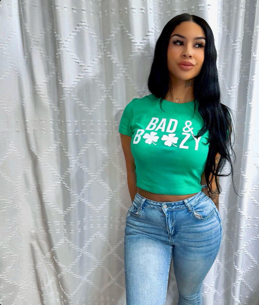 ‘BAD & BOOZY’ crop top