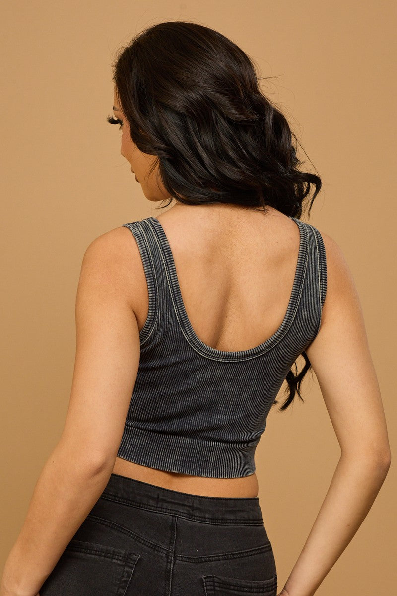 ‘BAESIC’ washed rib crop top (4 colors)