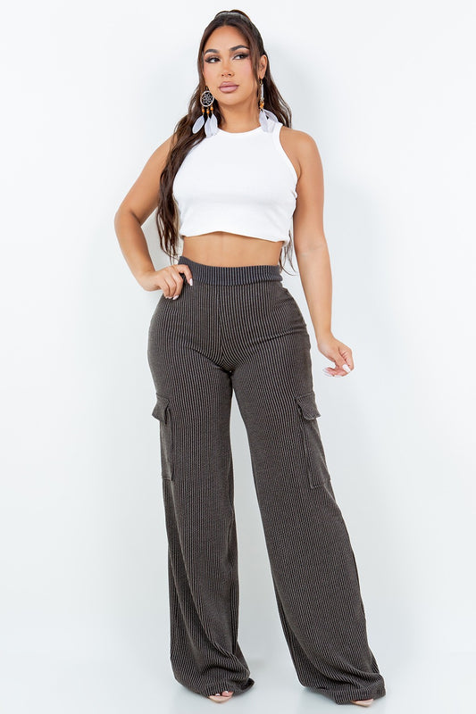 ‘TOYA’ cargo knit ribbed pants (5 colors)