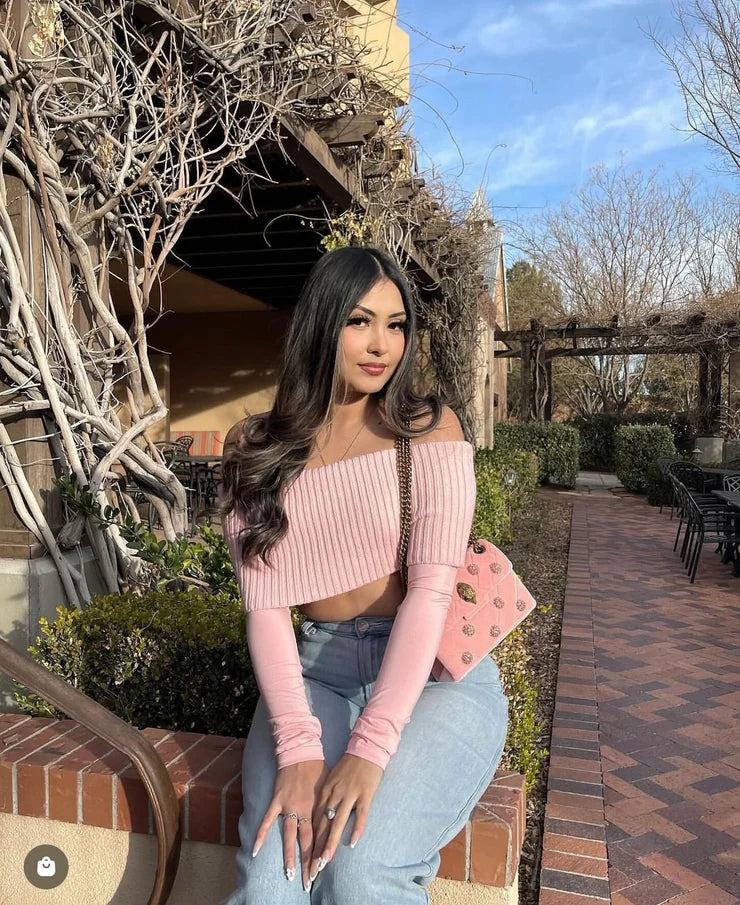 ‘CATORI’ knit fold over crop top (2 colors)