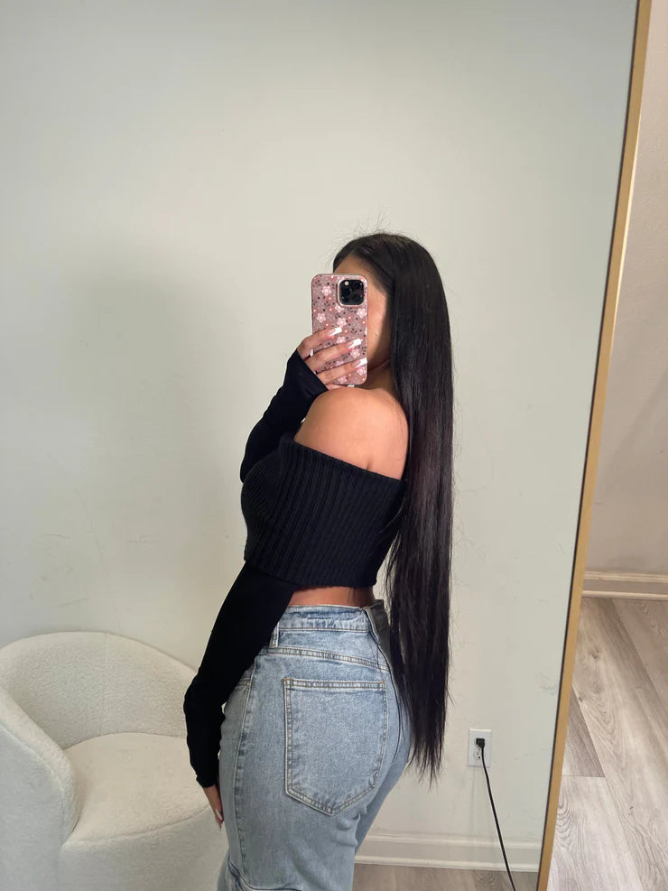 ‘CATORI’ knit fold over crop top (2 colors)