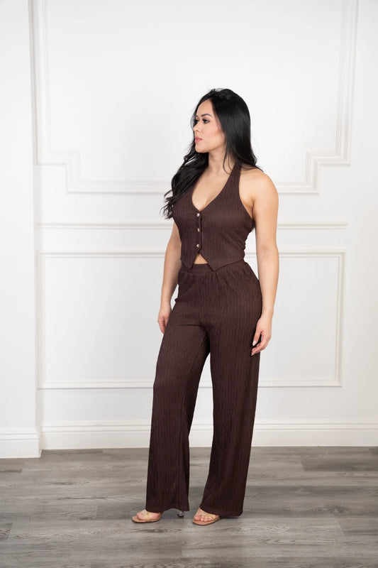‘KIM’ crinkled vest set