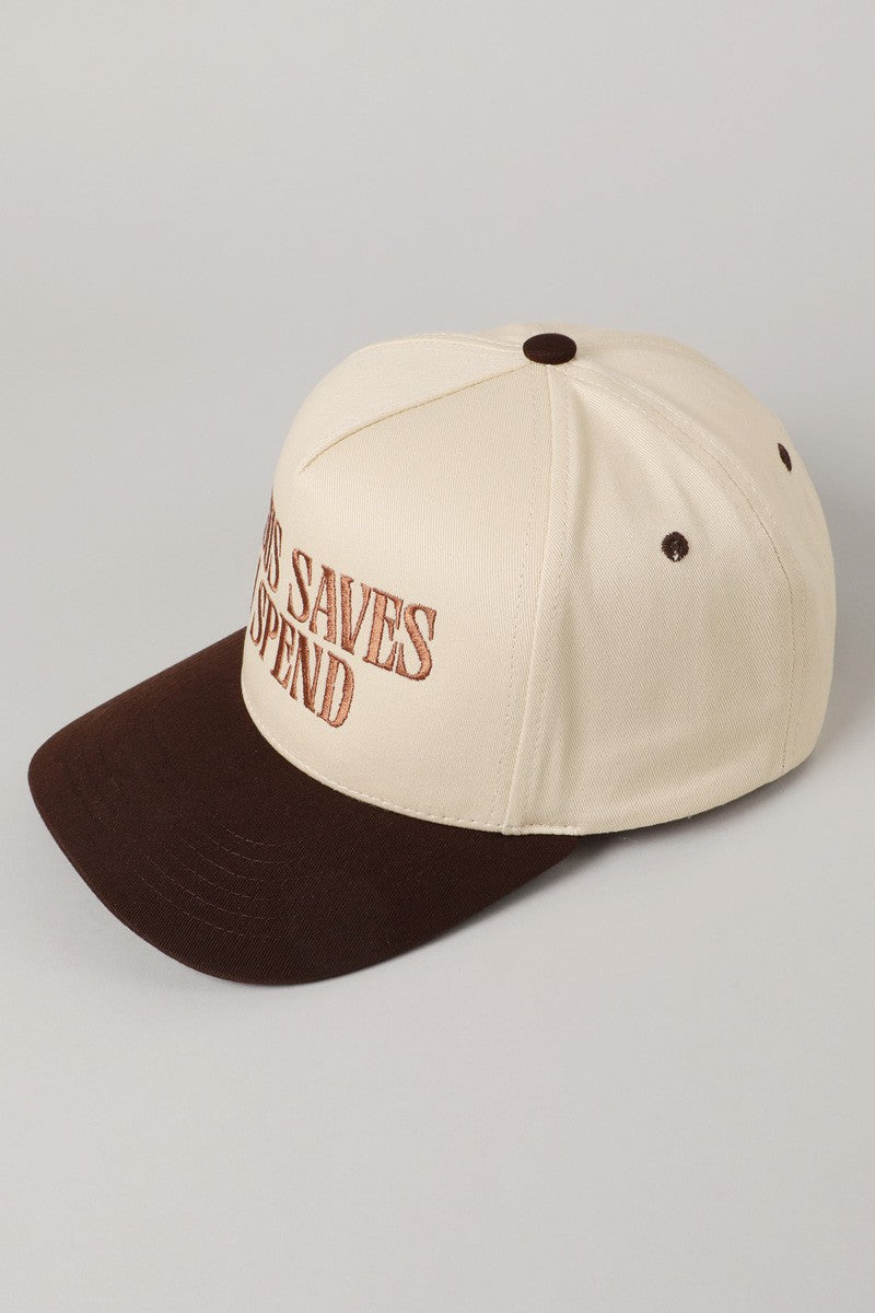‘JESUS SAVES, I SPEND’ embroidered hat
